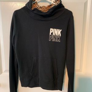 PINK all black logo and leopard sweatshirt